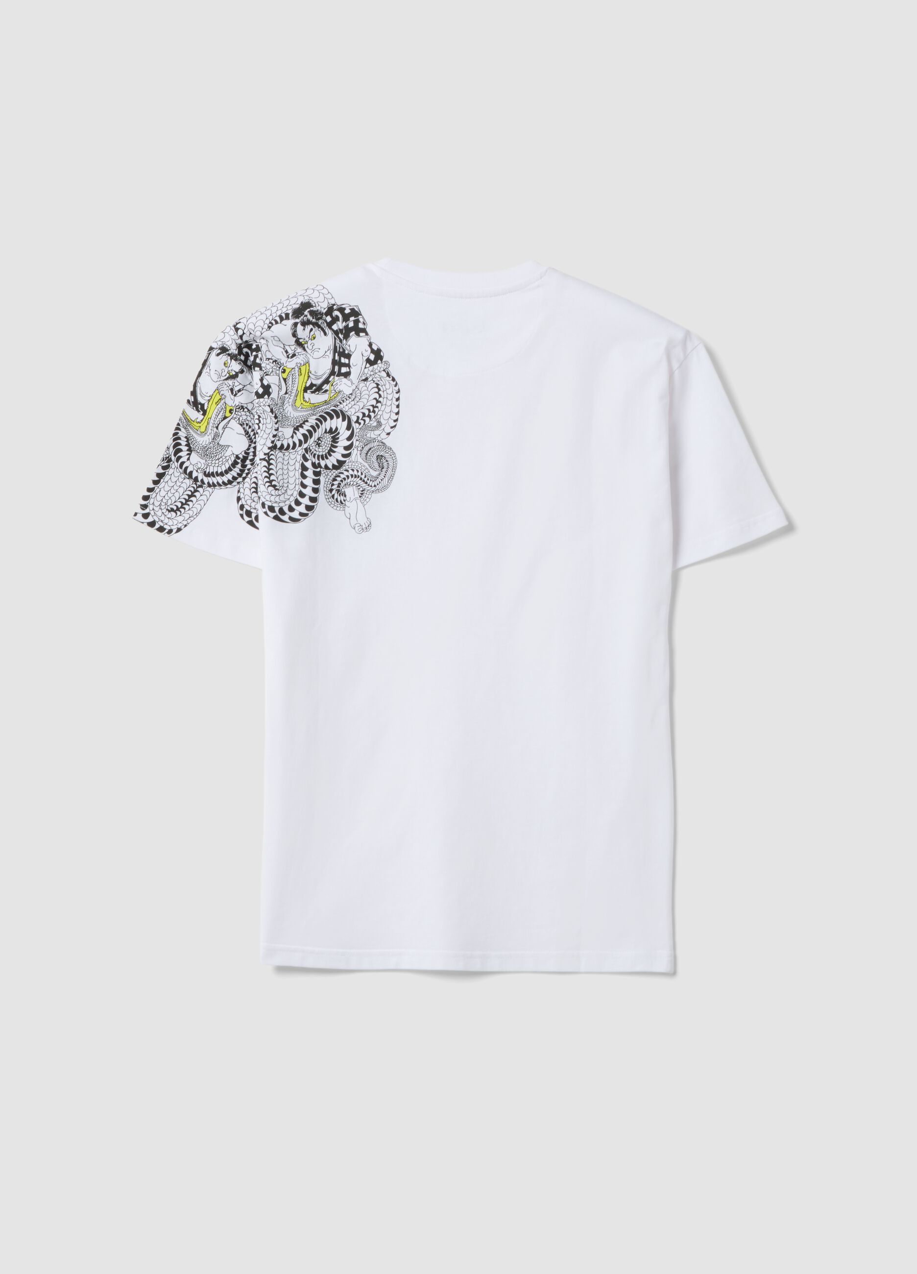 White pure cotton kids' oversized fit t-shirt with snake