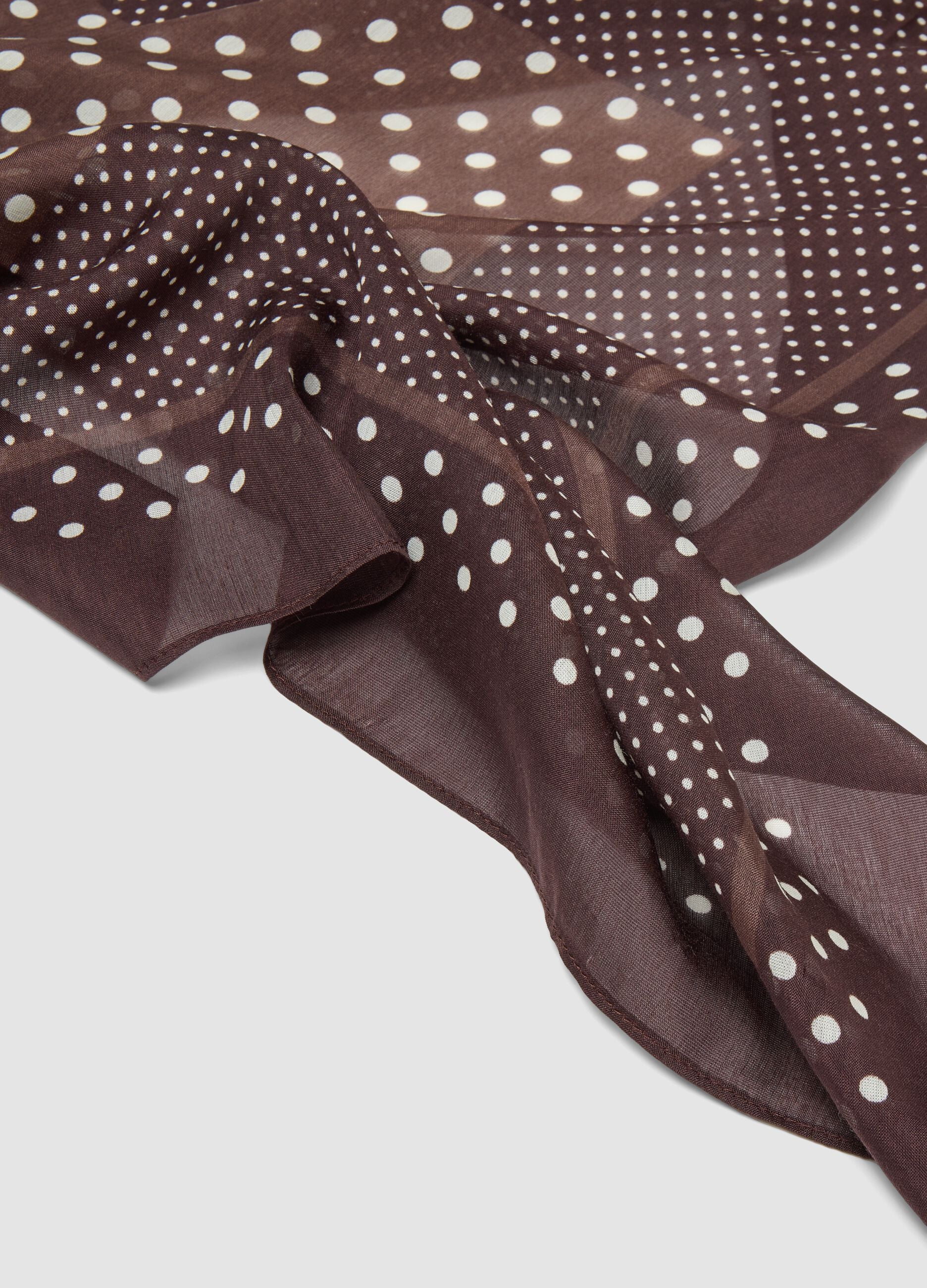 Brown polka-dot scarf in modal and silk blend