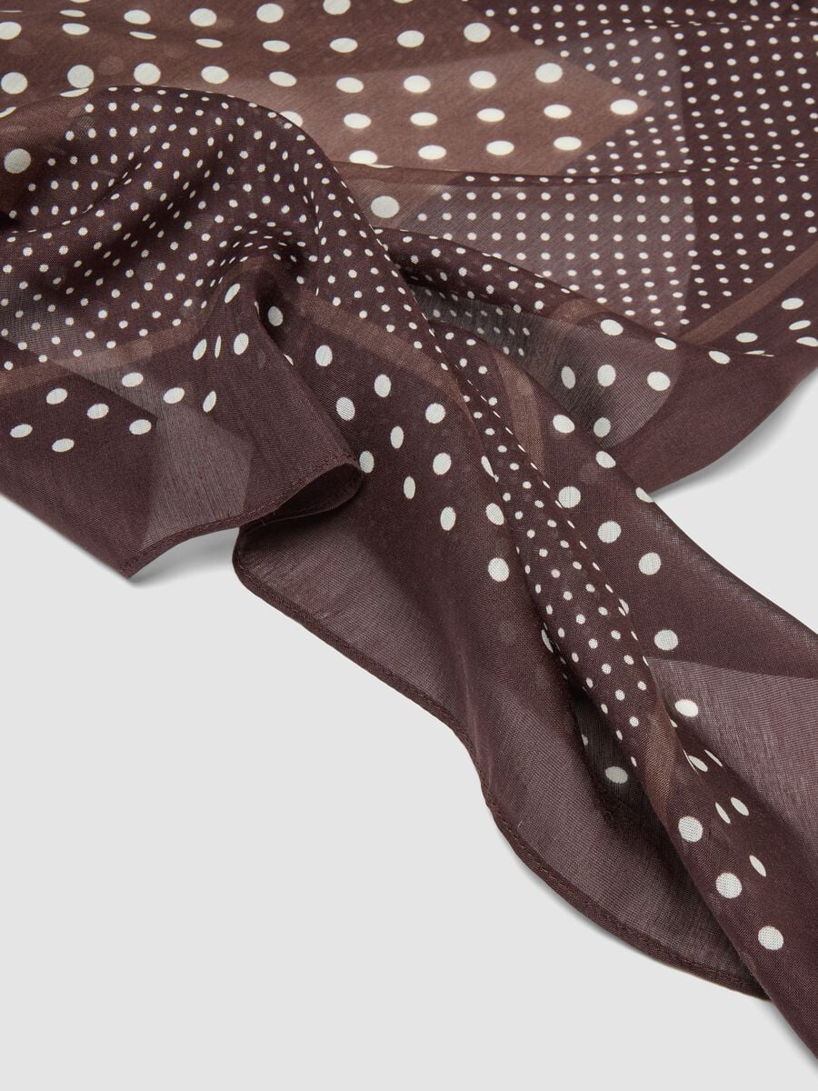 Brown polka-dot scarf in modal and silk blend_2