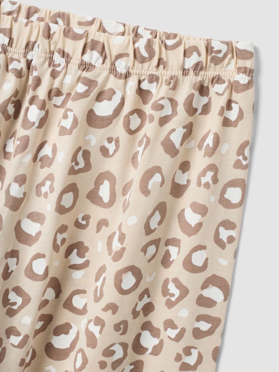 Pigiama beige in cotone organico con stampa animalier per bambina e ragazza_3