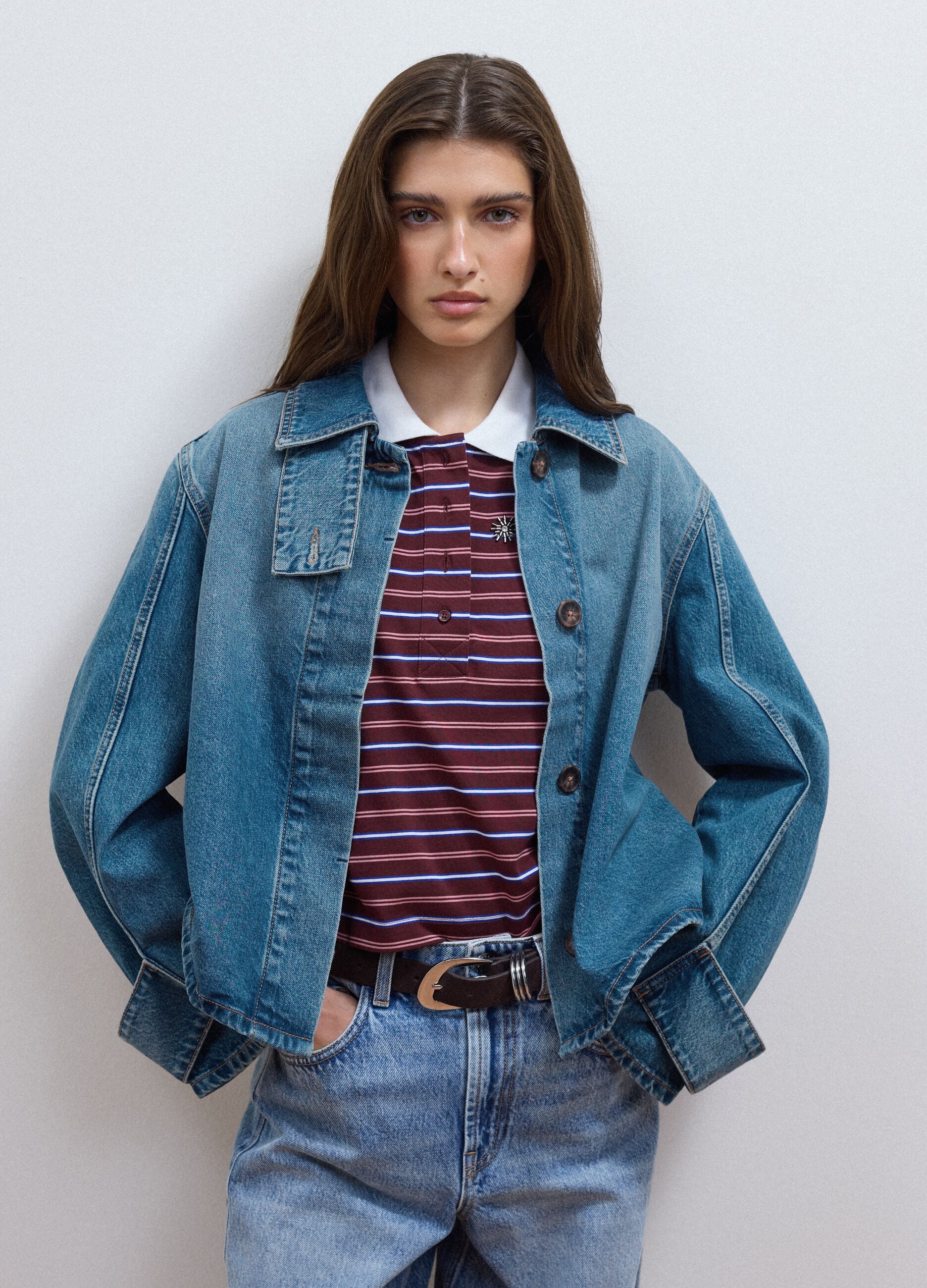 Blue oversized pure-cotton denim jacket