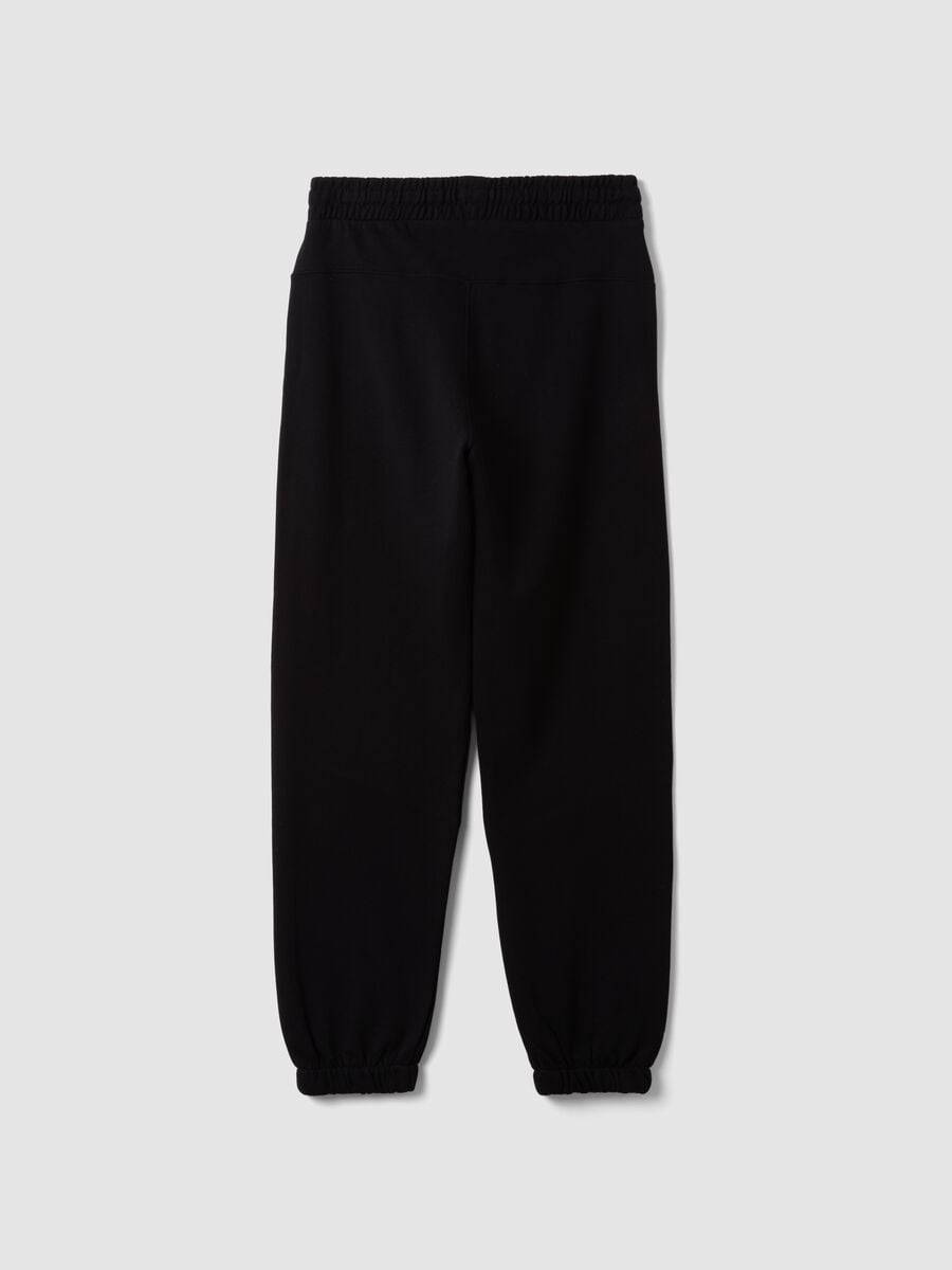 Black pure organic cotton joggers with check print, relaxed fit_1