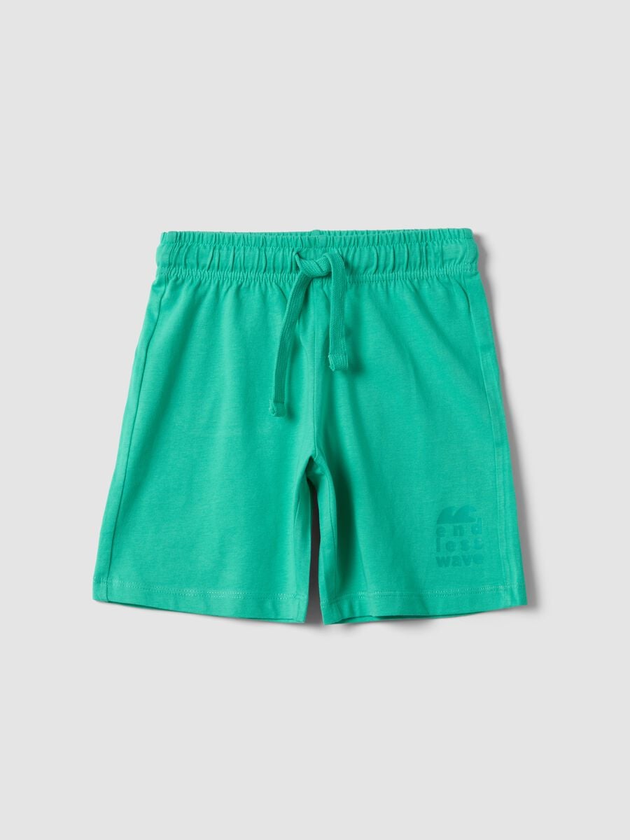 Pantal&oacute;n corto verde de algod&oacute;n org&aacute;nico con cintura el&aacute;stica_0