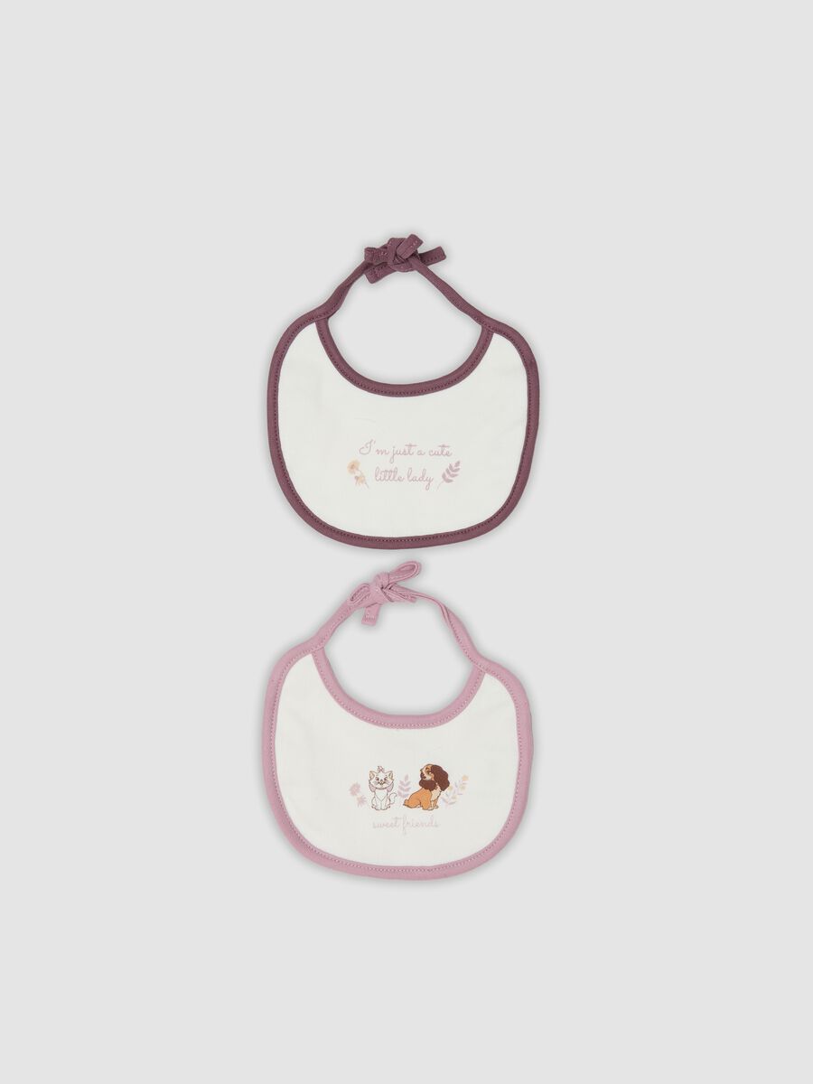 Bipack bavaglini rosa e viola in puro cotone organico con stampa Disney_0