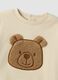 Beige pure cotton crew-neck sweatshirt with teddy bear_1