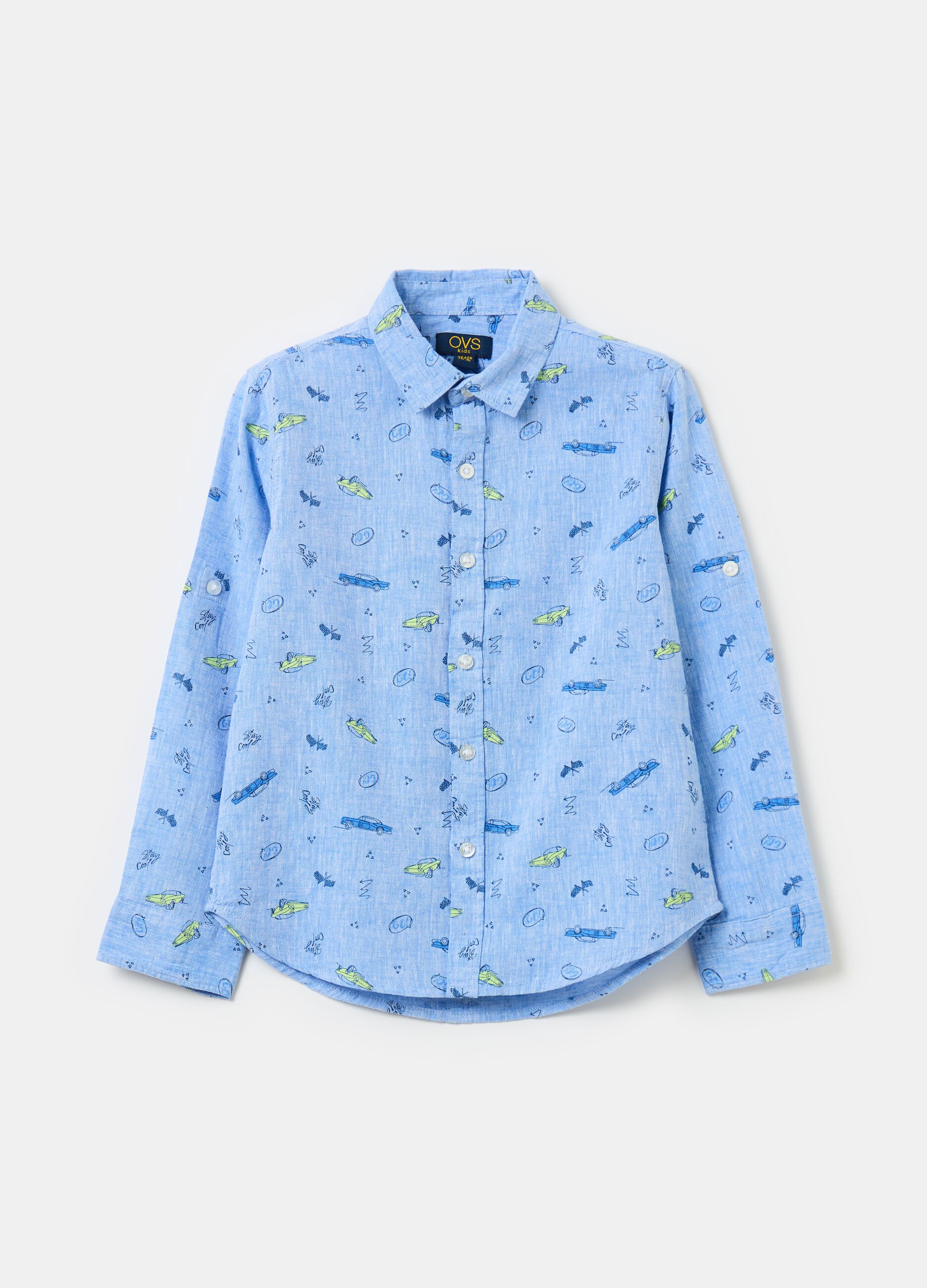 Camisa de lino y algodón con estampado