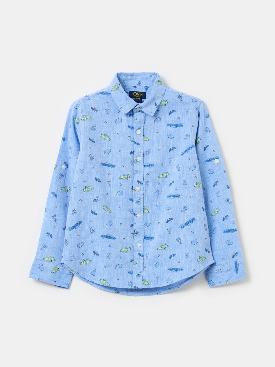 Linen and cotton shirt with print_0