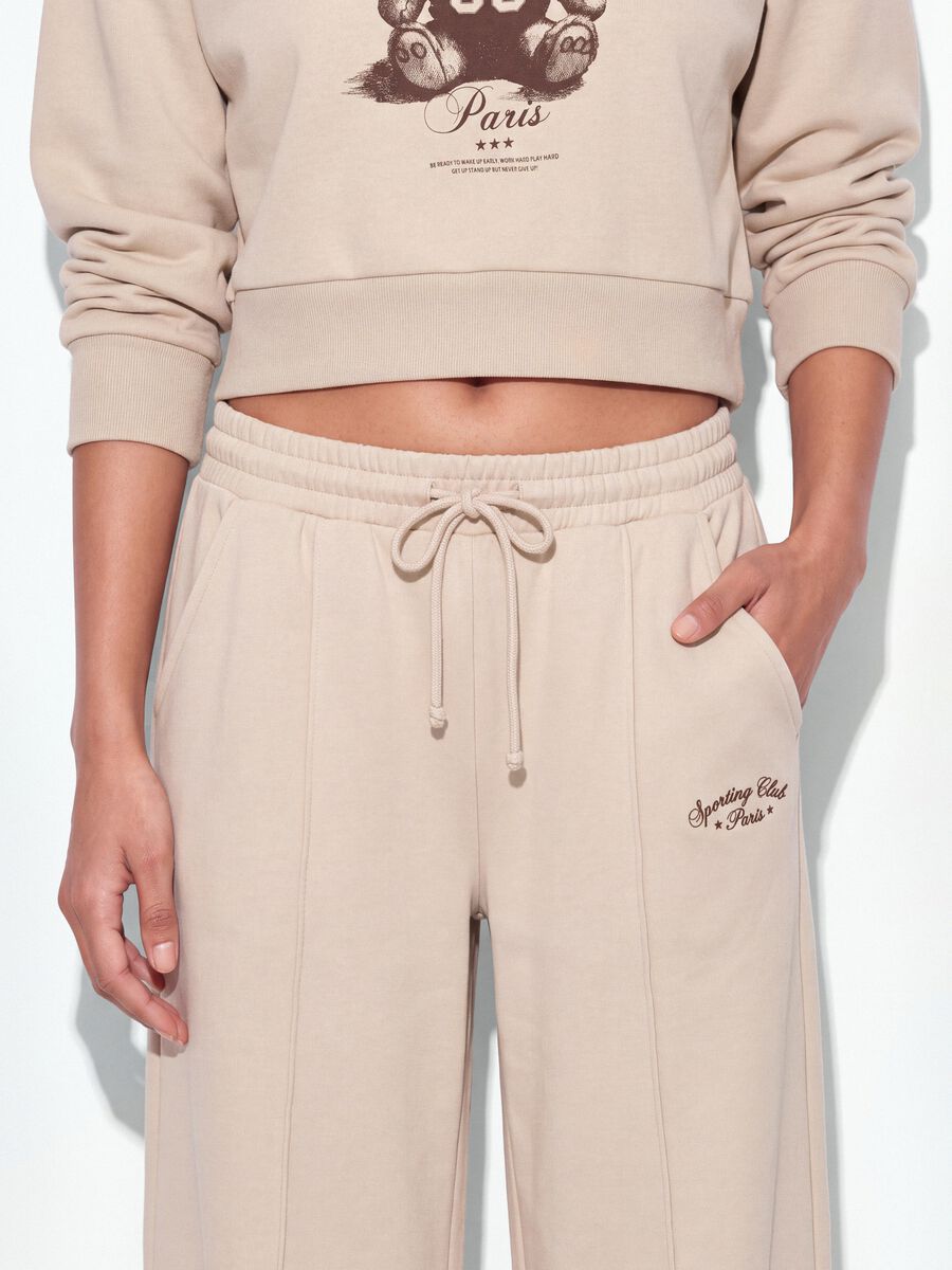 Beige cotton-blend straight-fit joggers_4