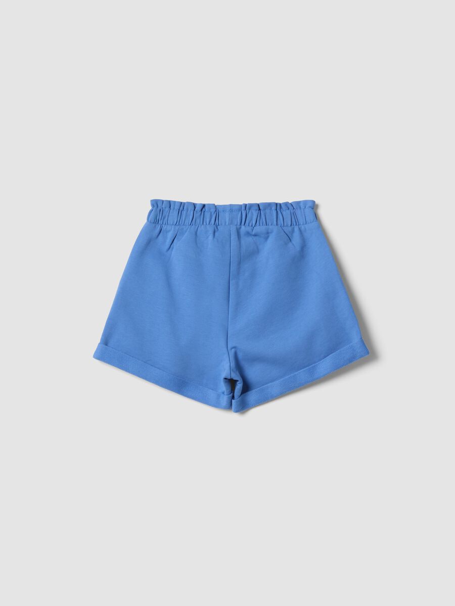 Blaue M&auml;dchen-Shorts aus elastischer Baumwolle mit Schleife_1