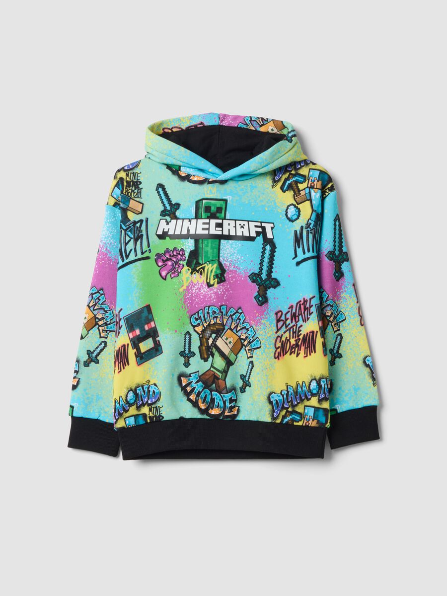 Sweat &agrave; capuche multicolore en coton m&eacute;lang&eacute; avec col rond_0