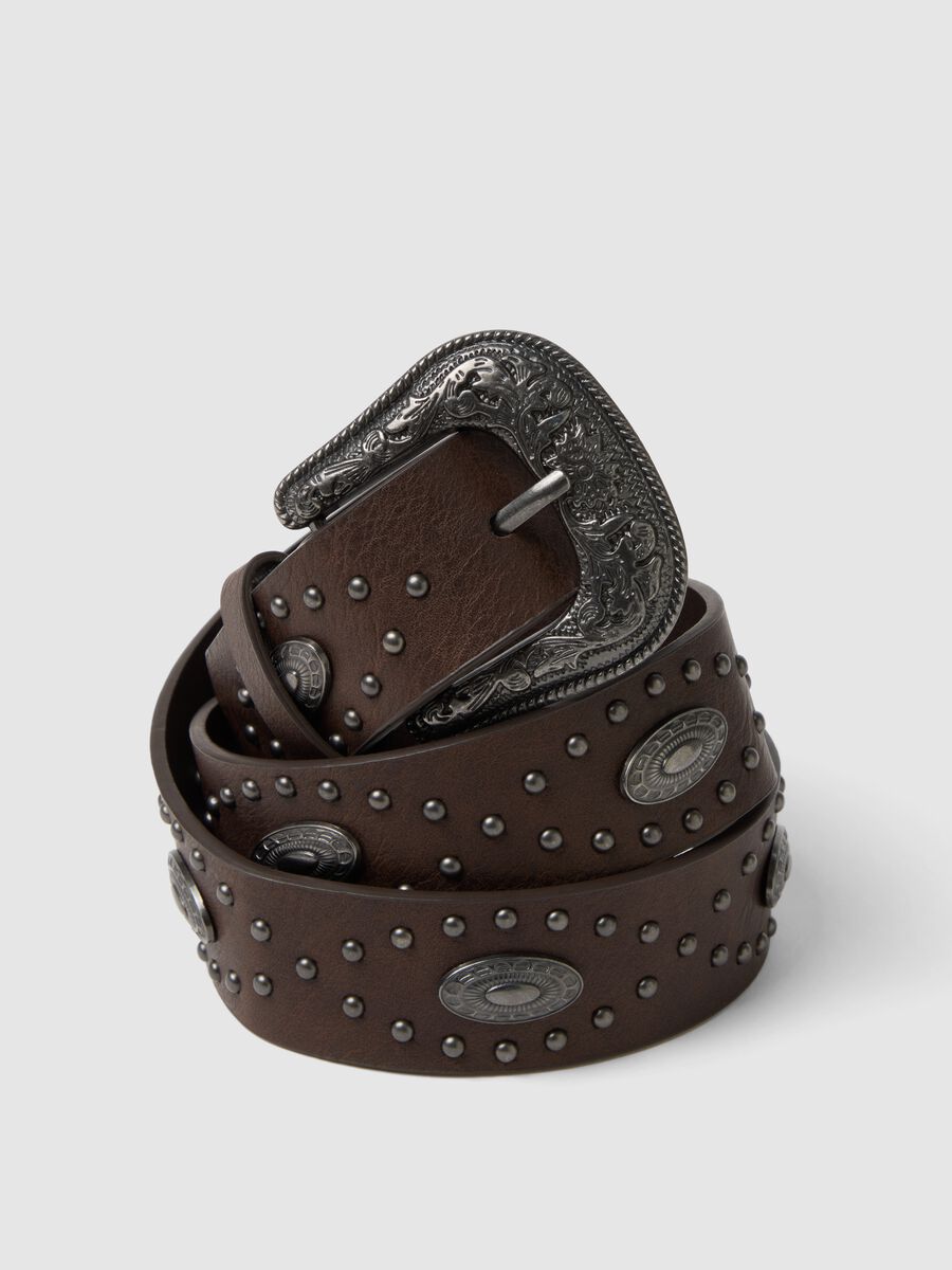 Brown belt with metal accents_2