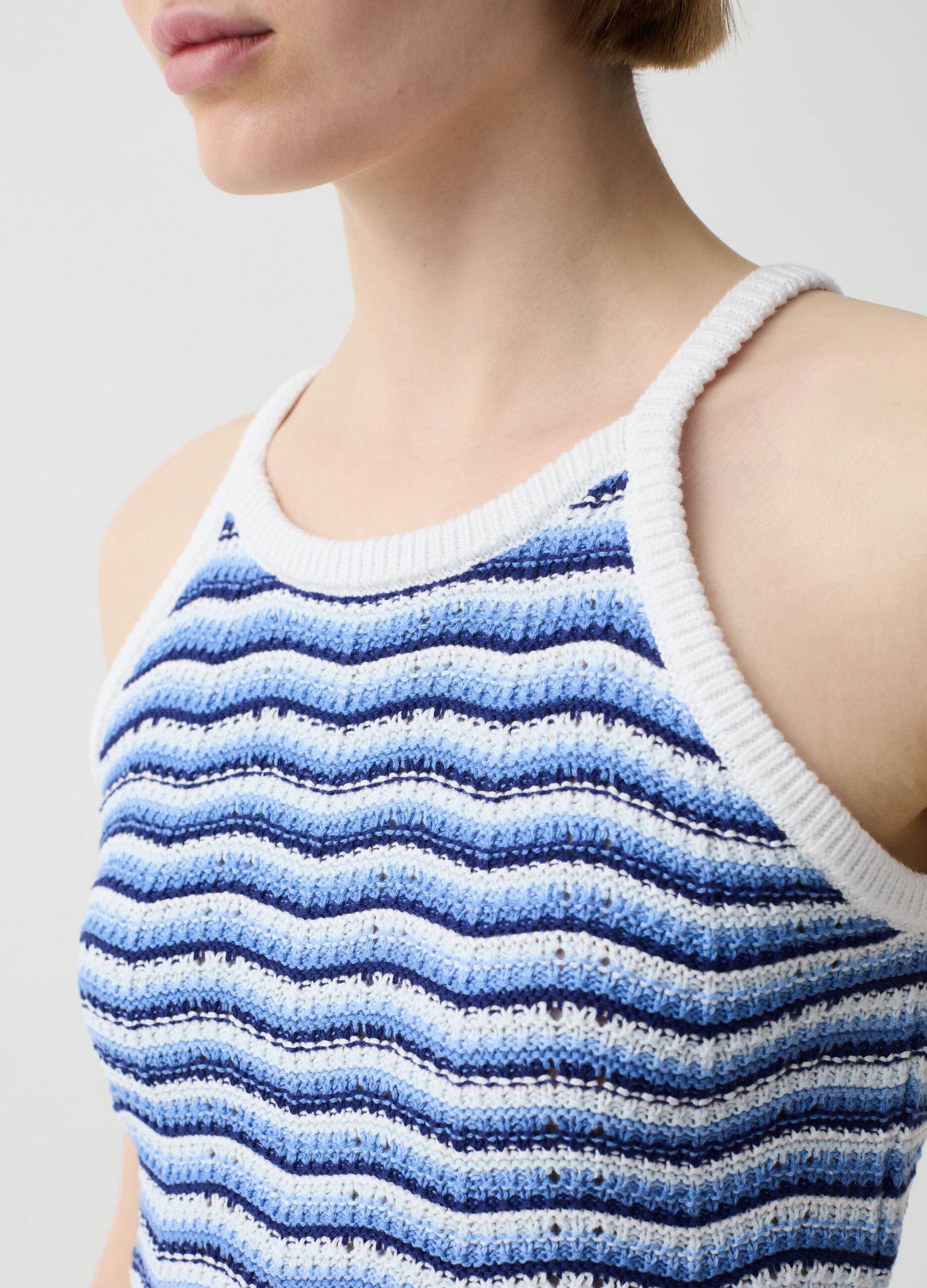 Crochet crop top with halter neck