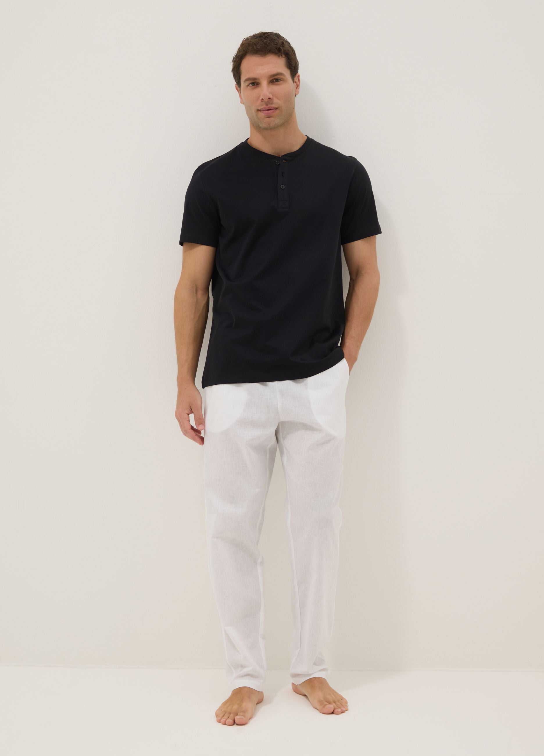 Black pure cotton regular-fit T-shirt