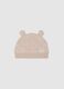 Beige cotton baby cap with ears_0