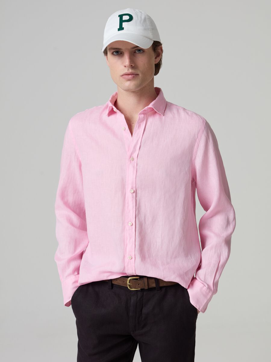 Camisa de lino color liso_0