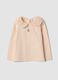 Orange organic stretch cotton top with broderie anglaise collar_0
