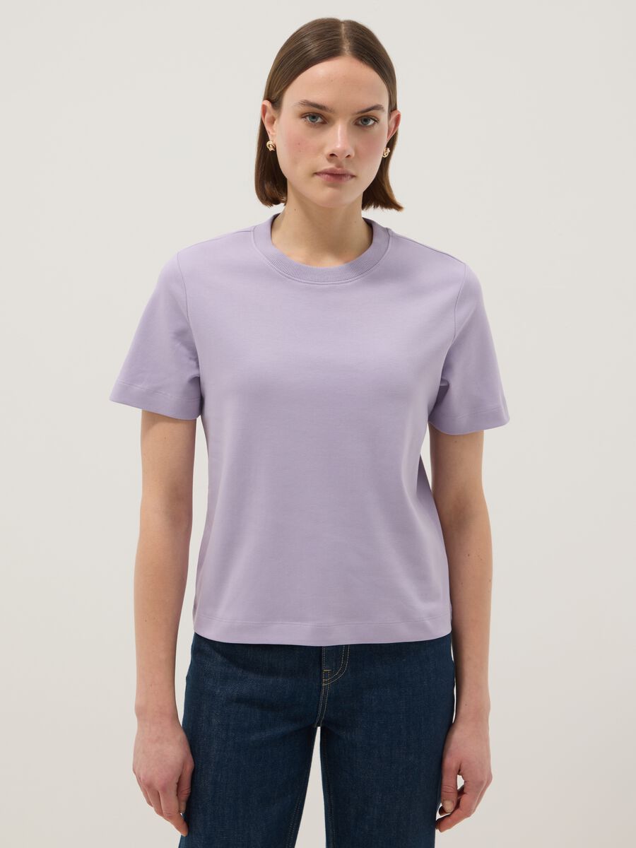 Purple pure cotton relaxed fit T-shirt_0