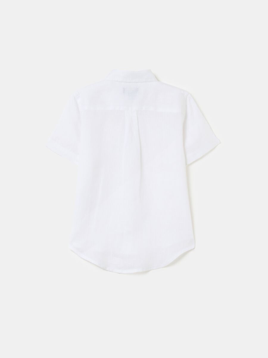 Short-sleeved linen shirt_4