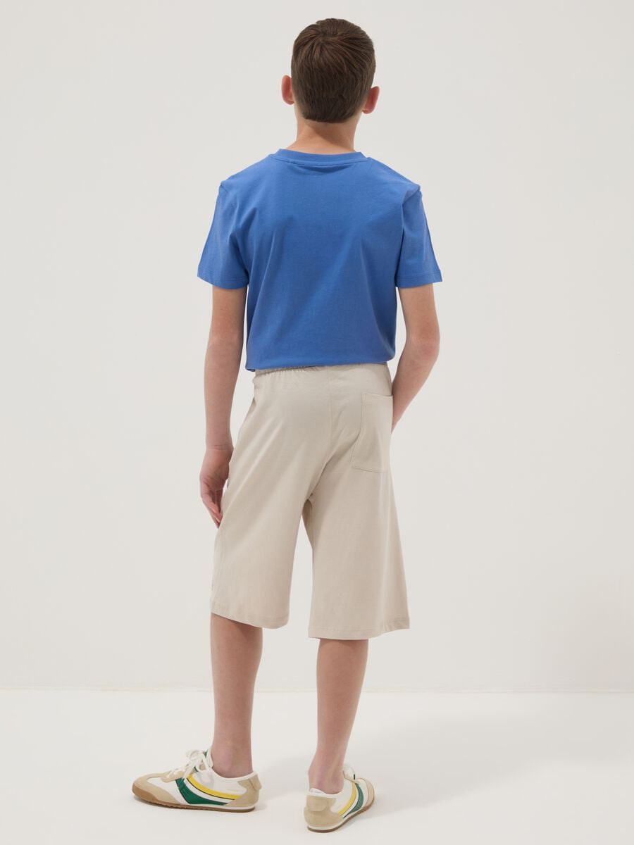 Beige organic cotton Bermuda shorts with elasticated waist_1