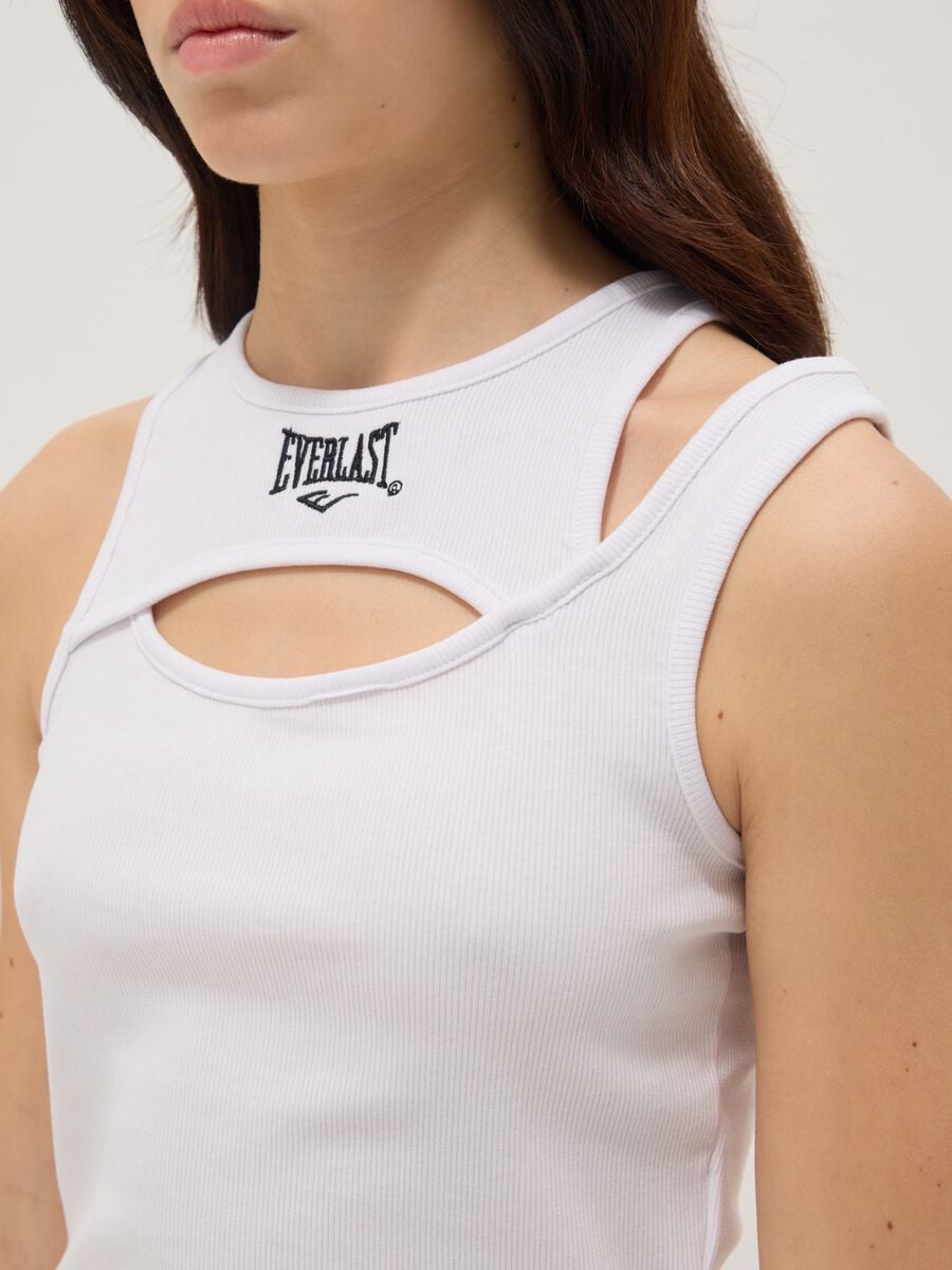 White stretch cotton tank top with asymmetric straps_2