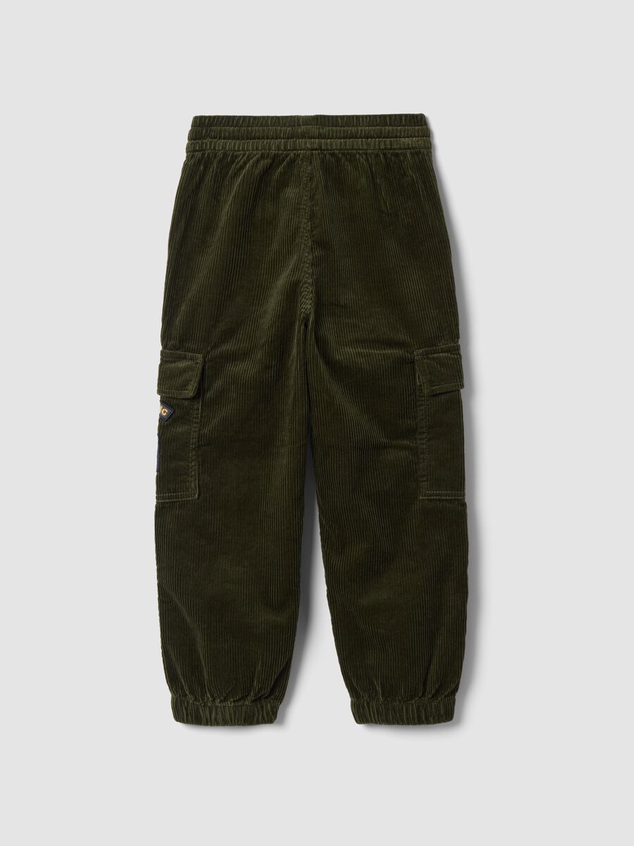 Green pure cotton cargo joggers, relaxed fit_5