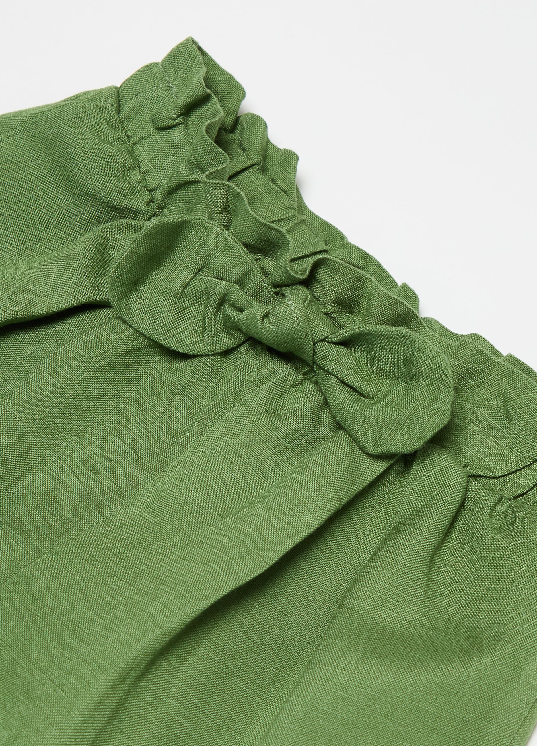 Viscose and ramie shorts with bow