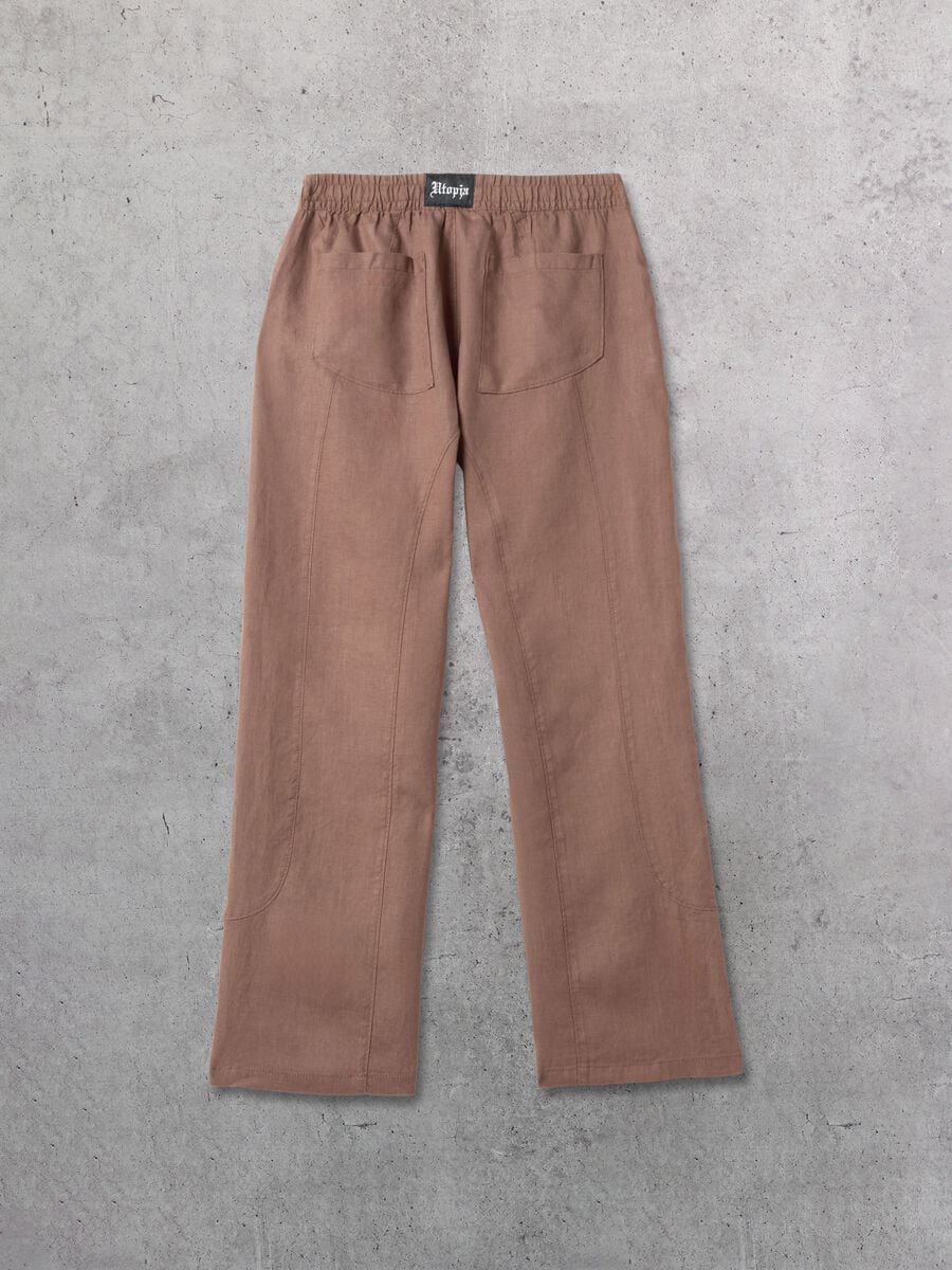 100% Linen Wide-Leg Trousers in Mocha_7