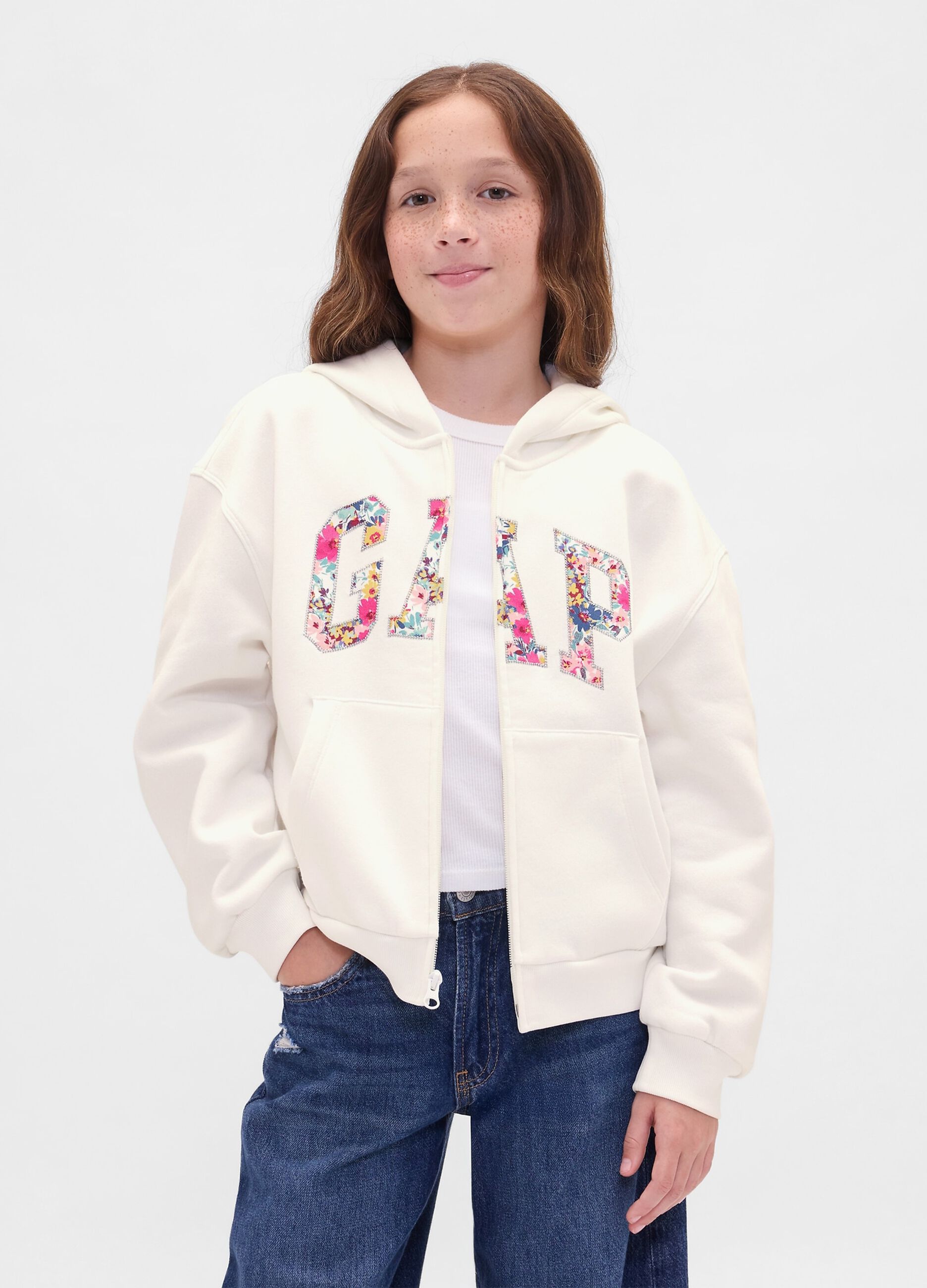 White Cotton Hooded Sweatshirt