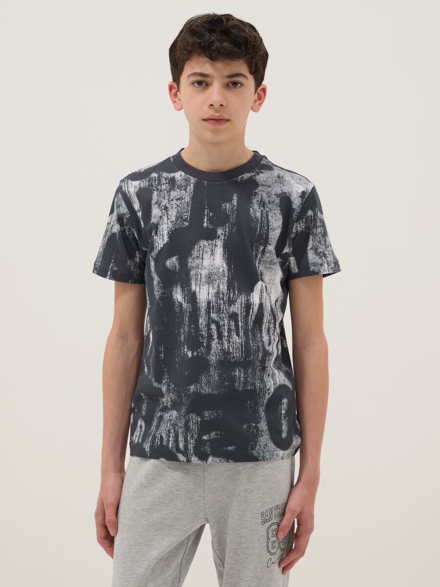 Jungen T-Shirt aus reiner Baumwolle, mehrfarbig, Regular Fit mit Drucken_0