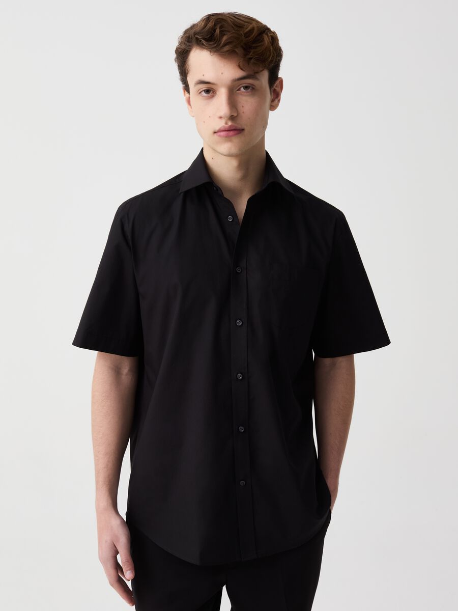 Short-sleeved regular-fit shirt with pocket_0