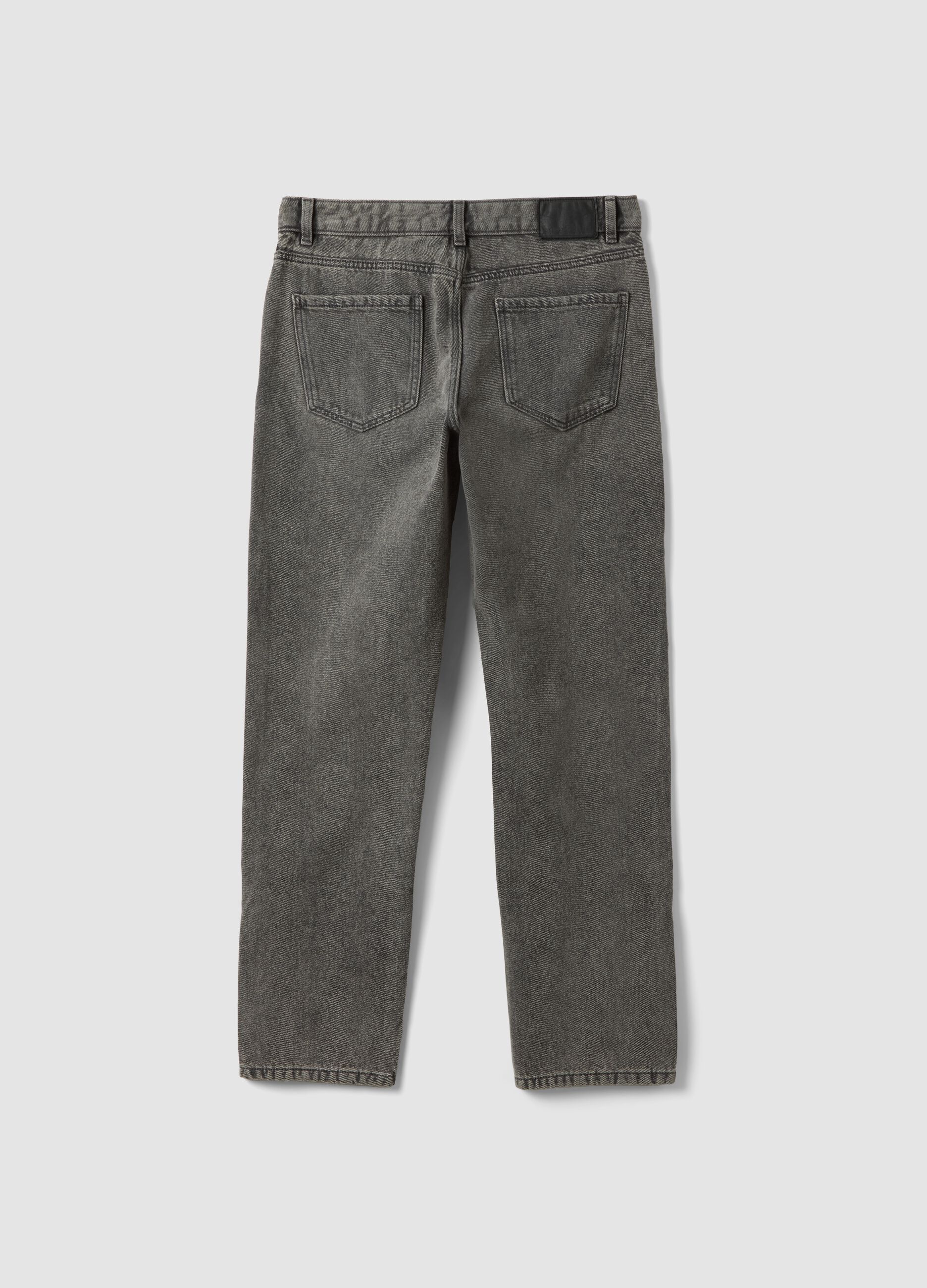 Graue Regular-Fit-Jeans aus Baumwoll-, Lyocell- und Viskosemix
