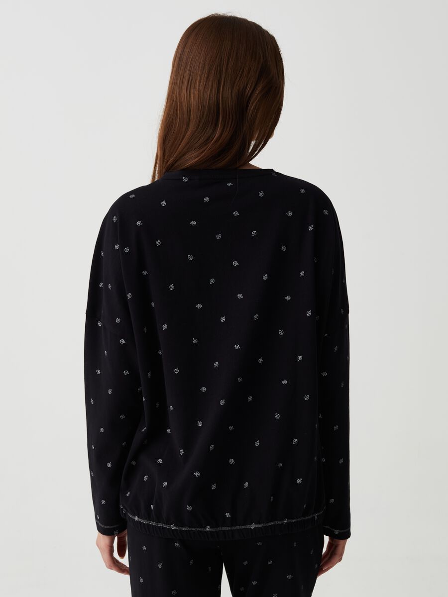 Pyjama top with drawstring and leaf print_2