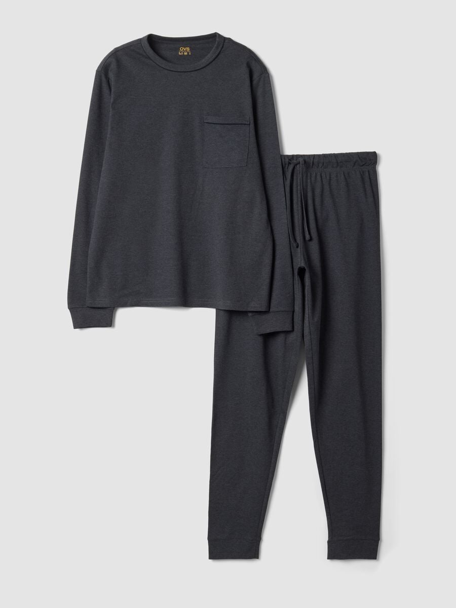Grey organic cotton crew-neck pyjamas_4