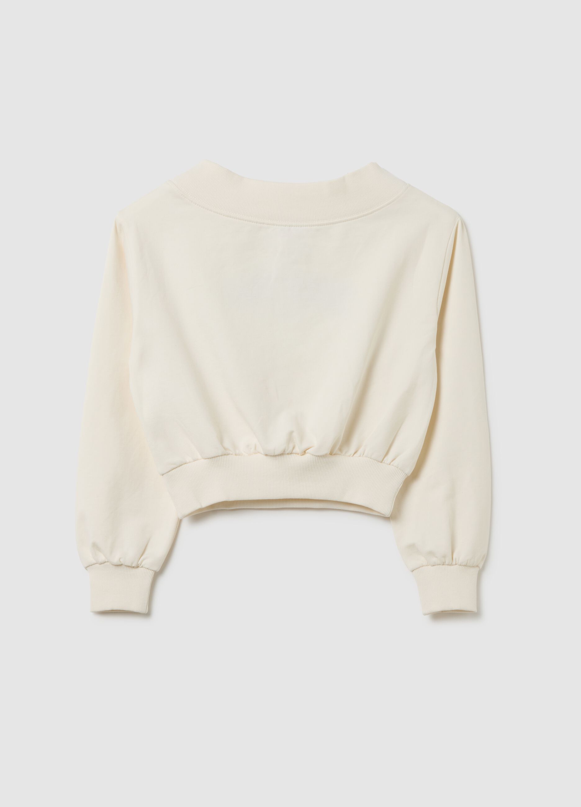 Beige cotton relaxed fit girls' sweatshirt