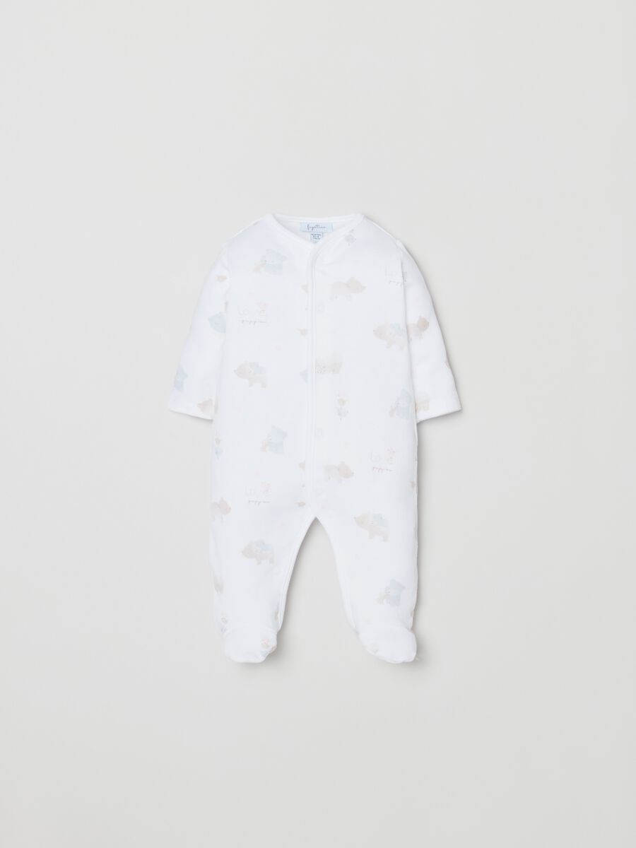 Cotton onesie with feet and print_0
