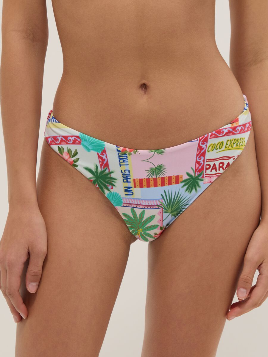 Bas de bikini multicolore en tissu extensible_1