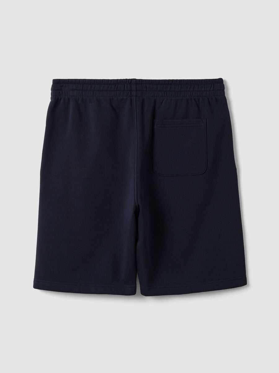 Navy cotton-blend shorts with elasticated waistband, regular fit_2