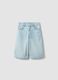 Light blue pure cotton denim shorts for girls, straight fit_3