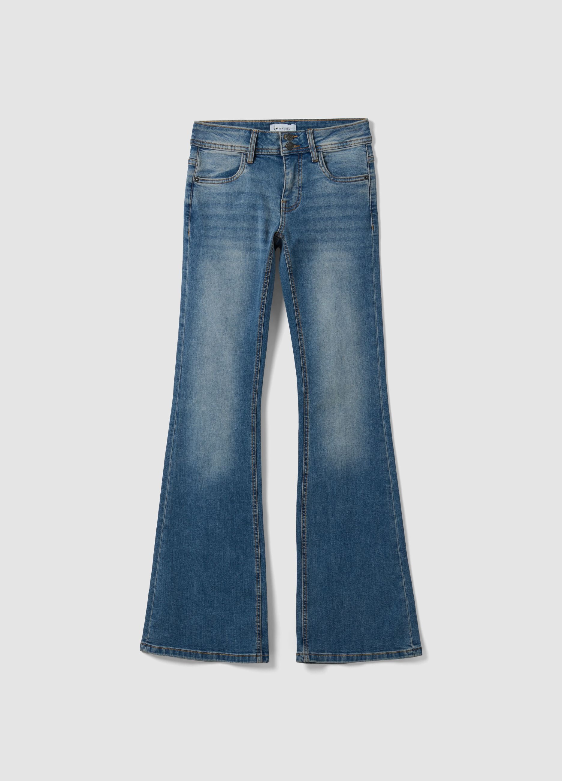 Jeans blu in cotone elasticizzato flare fit
