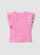 Girls&rsquo; pink stretch cotton vest top with ruffles_1