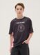 Schwarzes Kurzarm-T-Shirt mit sportlichem Print, Regular Fit_0