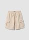 Beige pure cotton cargo shorts for boys, comfort fit_0