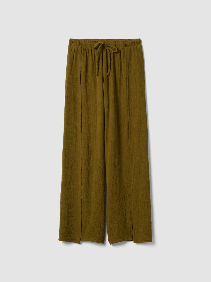Green pure cotton beach trousers_0