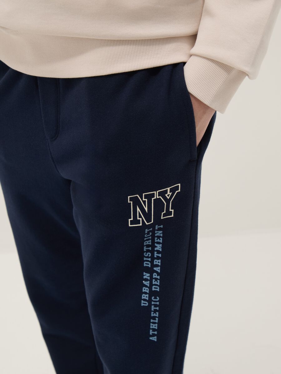 Regular fit boys' blue pure cotton joggers_2