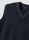 Gilet blu cropped in puro cotone con scollo profondo a V_1