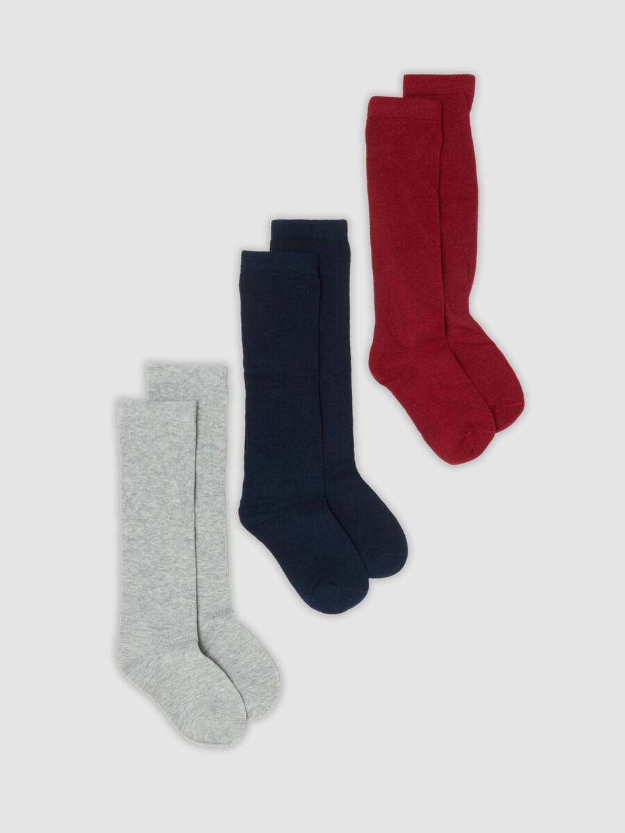 3er-Pack lange, mehrfarbige Socken aus elastischer Bio-Baumwolle_0