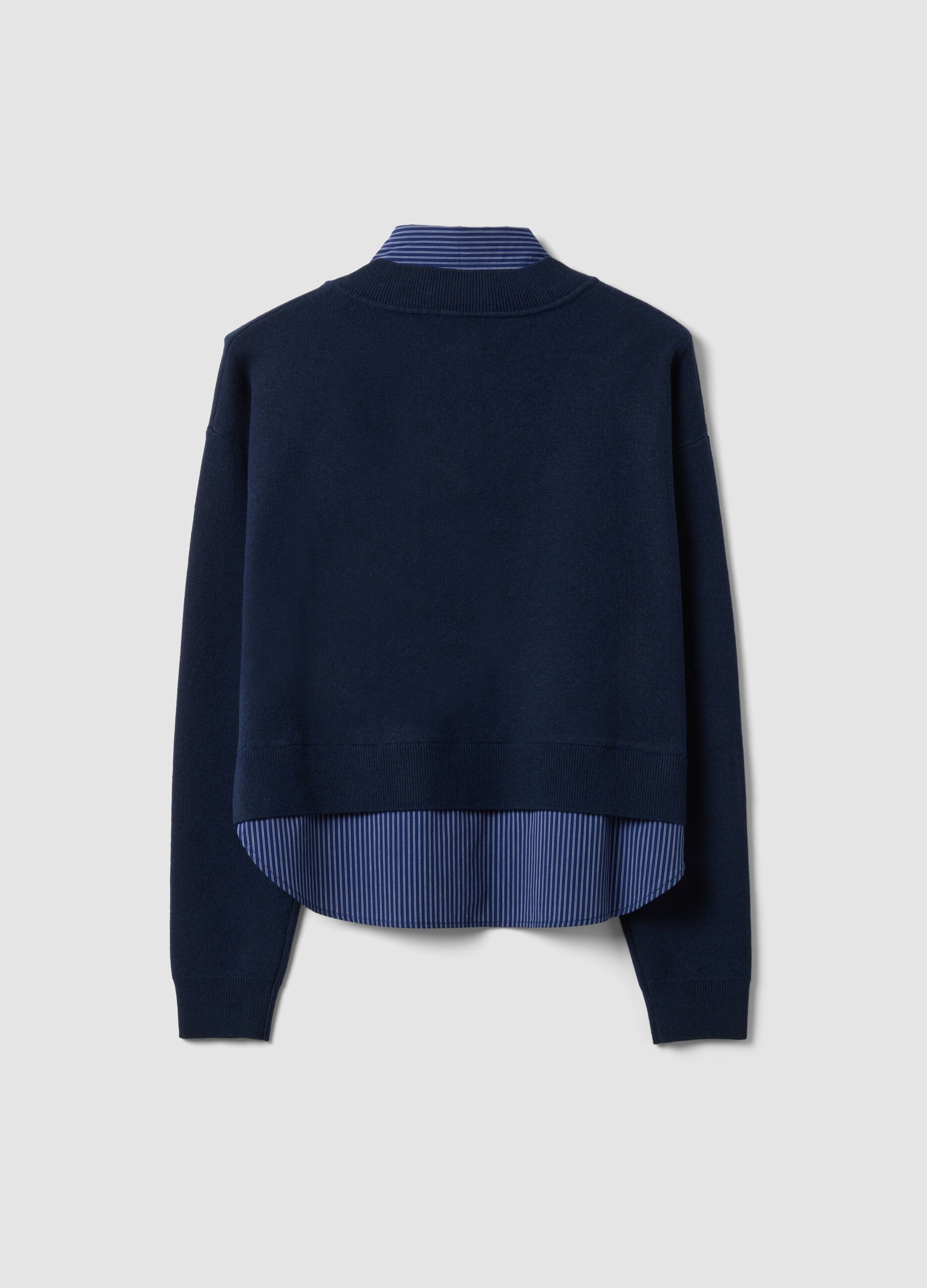Felpa blu in misto viscosa con scollo a V