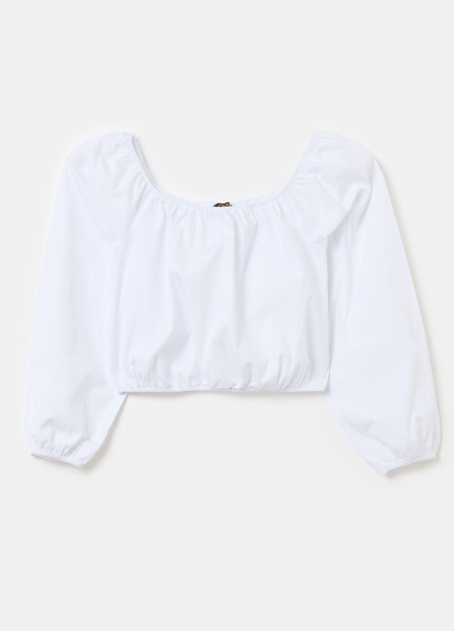 Blusa cropped in cotone