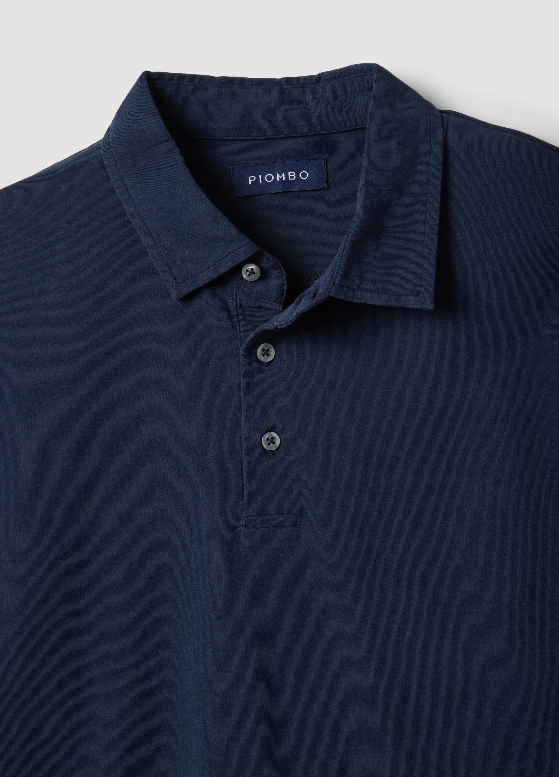 Blaues Poloshirt aus reiner Baumwolle mit kurzen &Auml;rmeln, Regular Fit