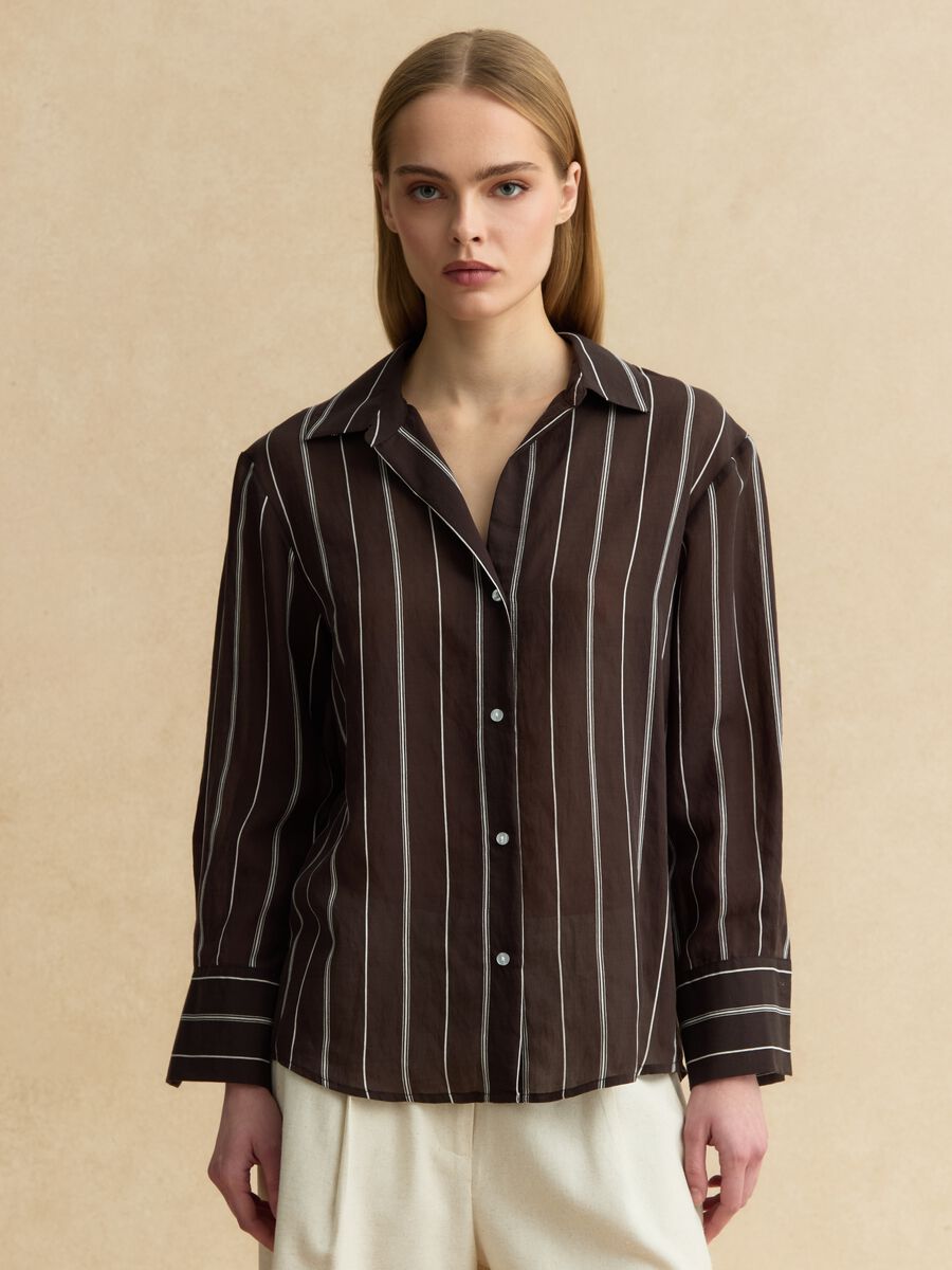 Mehrfarbig gestreiftes Hemd aus Lyocell-Mischgewebe in regul&auml;rer Passform_3